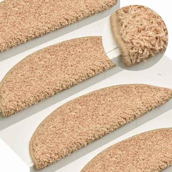 vidaXL Tapetes de escada 15 peças 56x17x3 cm cinza semicircular